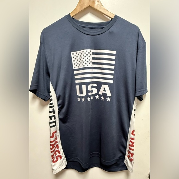 USA Flag Graphic Men's T-Shirt - Navy Size XL - Picture 2 of 8